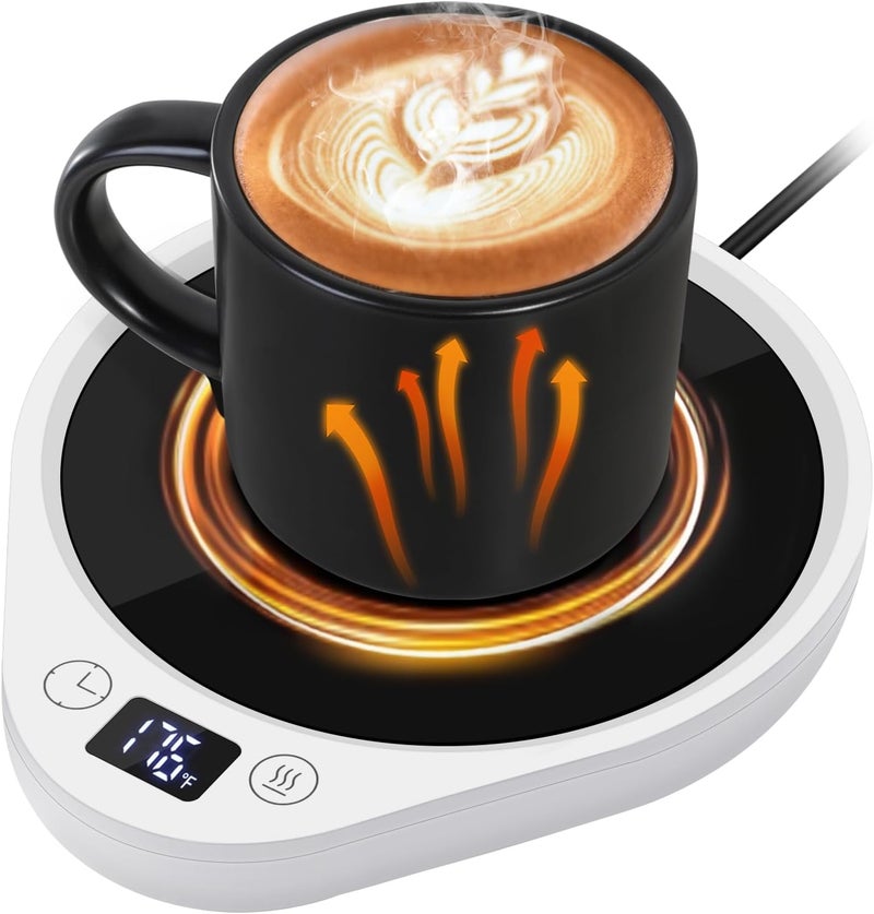 PUSEE Coffee Mug Warmer - Electric Large Candle Warmer Plate with 4H Auto Shut Off, 3-Temp Settings Cup Heater for Desk, Tea, Milk, Cocoa (W4-White) - Image 1